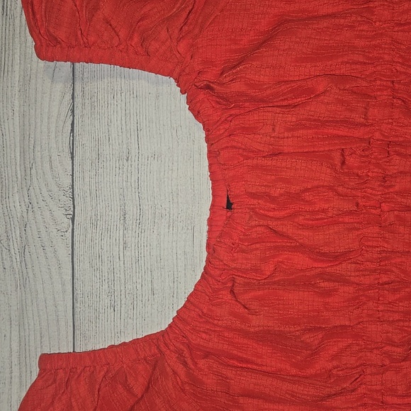 Better Unsaid Women's Boho Long Sleeve Cinched Bodice Crop Top Red Size M - Picture 3 of 9